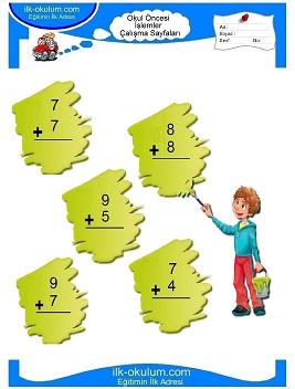 Çocuklar İçin toplam işlemi yaprak testleri 